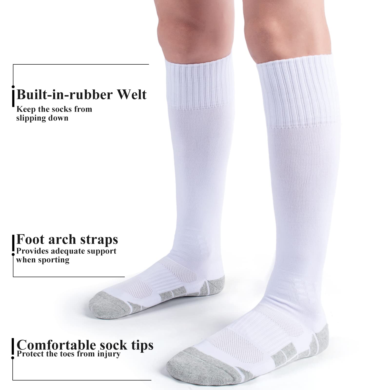 4er-Pack Softball-Baseballsocken für Jugendliche, Kinder, Erwachsene