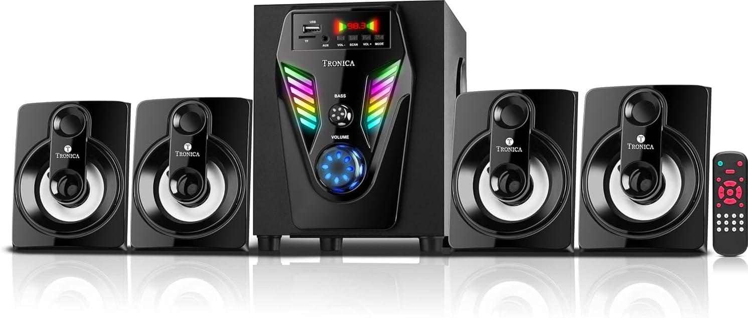 TRONICA FD-201 30W 4.1 Channel Bluetooth Home Theater System with Remote FM USB AUX LED TV Support - Subwoofer, Bookshelf, Woofer, Satellite
