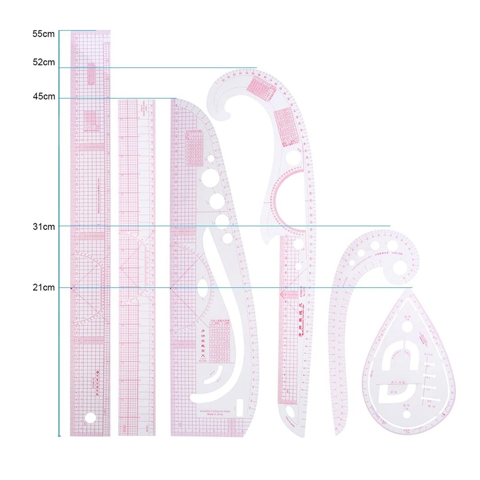 Righello, Kit di misurazione for Sarto, Metro da Cucito Trasparente, Braccio for Manica, Set di Curve francesi, Righello da Taglio, Set di Ruote a Pale,Righelli(United Kingdom)