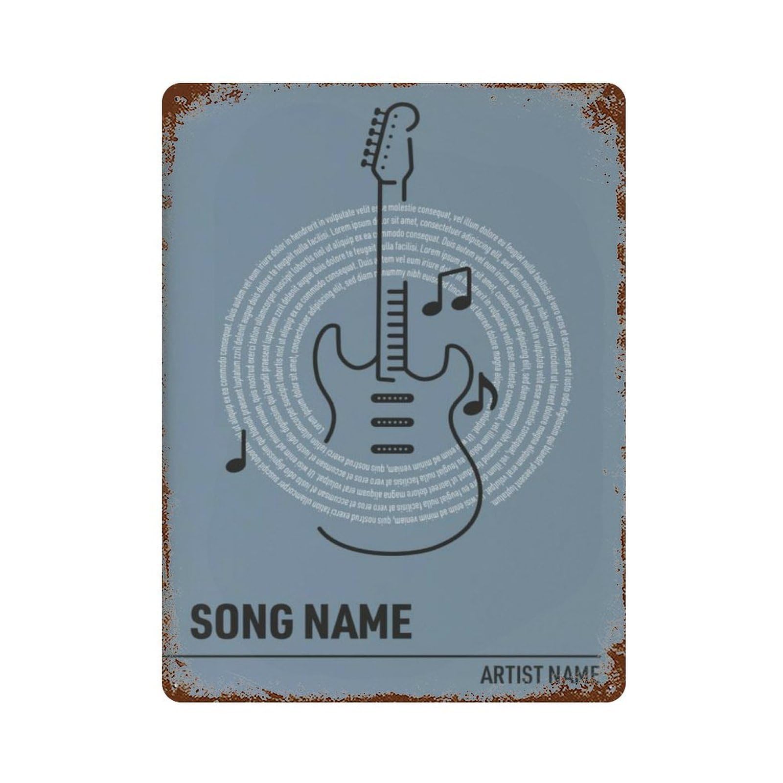 xiaoxiaoshen Custom Guitar Song Lyrics Personalized Music Gift Wall Decor Art Metal Tin Poster Modern Home Decor Art Home Bar Shop Decorations Vintage Sign 40x30cm