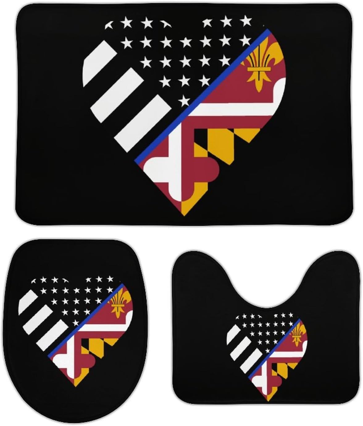 USA Maryland Flag Heart Boys Girls Short Sleeve Shirts Graphic T-Shirts Crewneck Casual Printed Tee