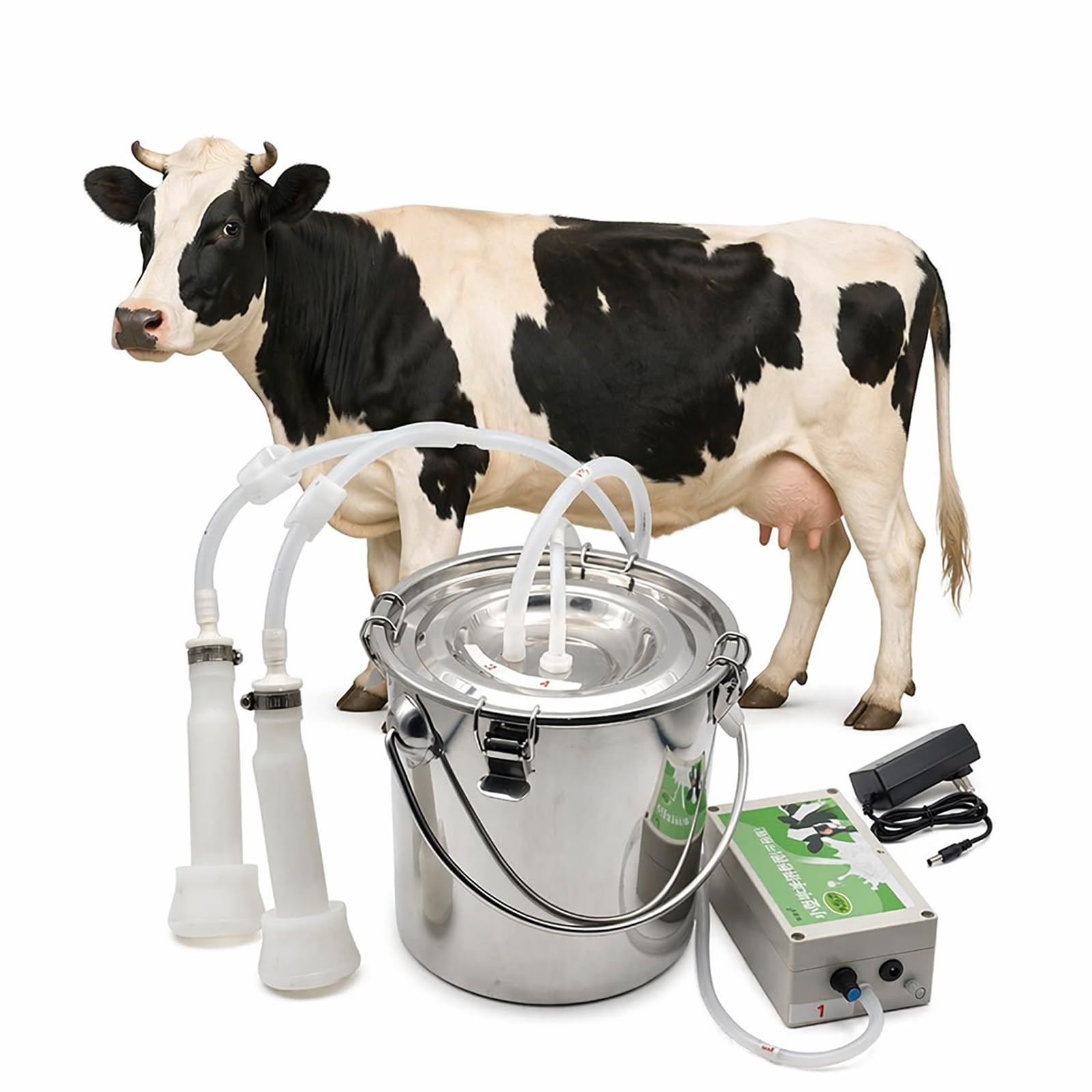 hKjPlvf Electric Milking Machine 5L 10L Stainless Steel Automatic Bucket Automatic Stop Vacuum Pump Suction Cups Food Grade Silicone Pails for Farm Goat Cow Sheep Cattle Pail cow-5L