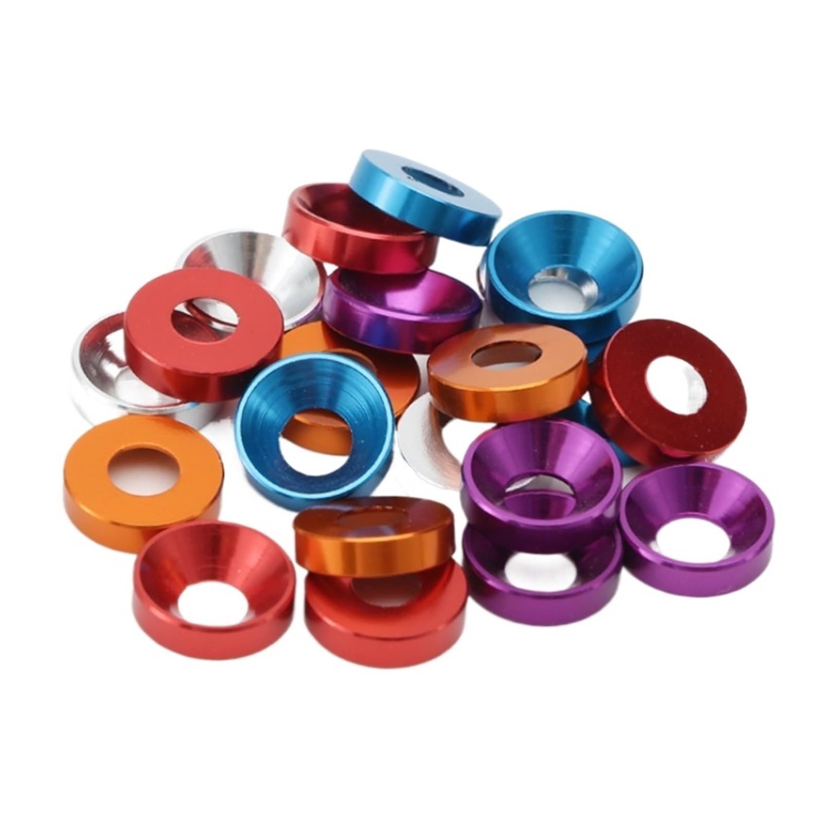 Rondella svasata， 10-5 pezzi M2 .5 M3 M4 M5 Rondella in alluminio Testa svasata Bullone Rondelle Guarnizione Concava Conica Decorativa(Golden,M2 (10PCS))