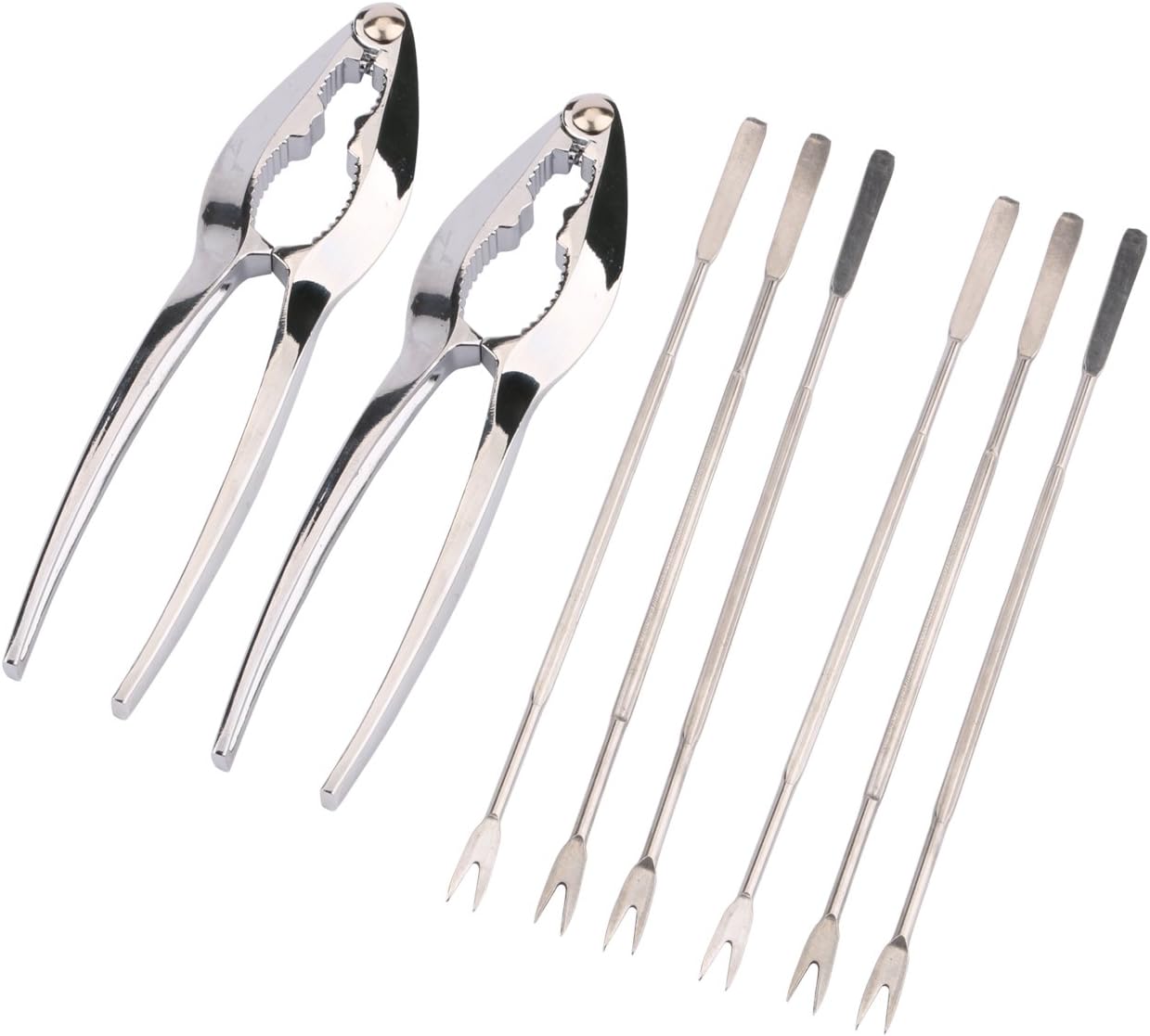 Seafood Tools Set, Katkitchen Stainless Steel 2 PCs Crab Lobster Nut Crackers & 6 PCs Picks Forks