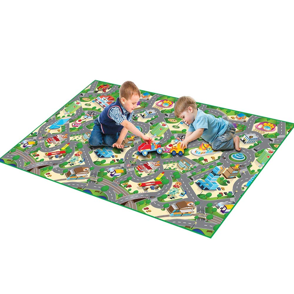 EDUK8 Worldwide LimitedChildren's Padded Play Mat - Wipe Clean & Water Resistant for Use Indoors & Outdoors, 120 x 100 cm, Great for Education & Play (120 x 200 cm, City)