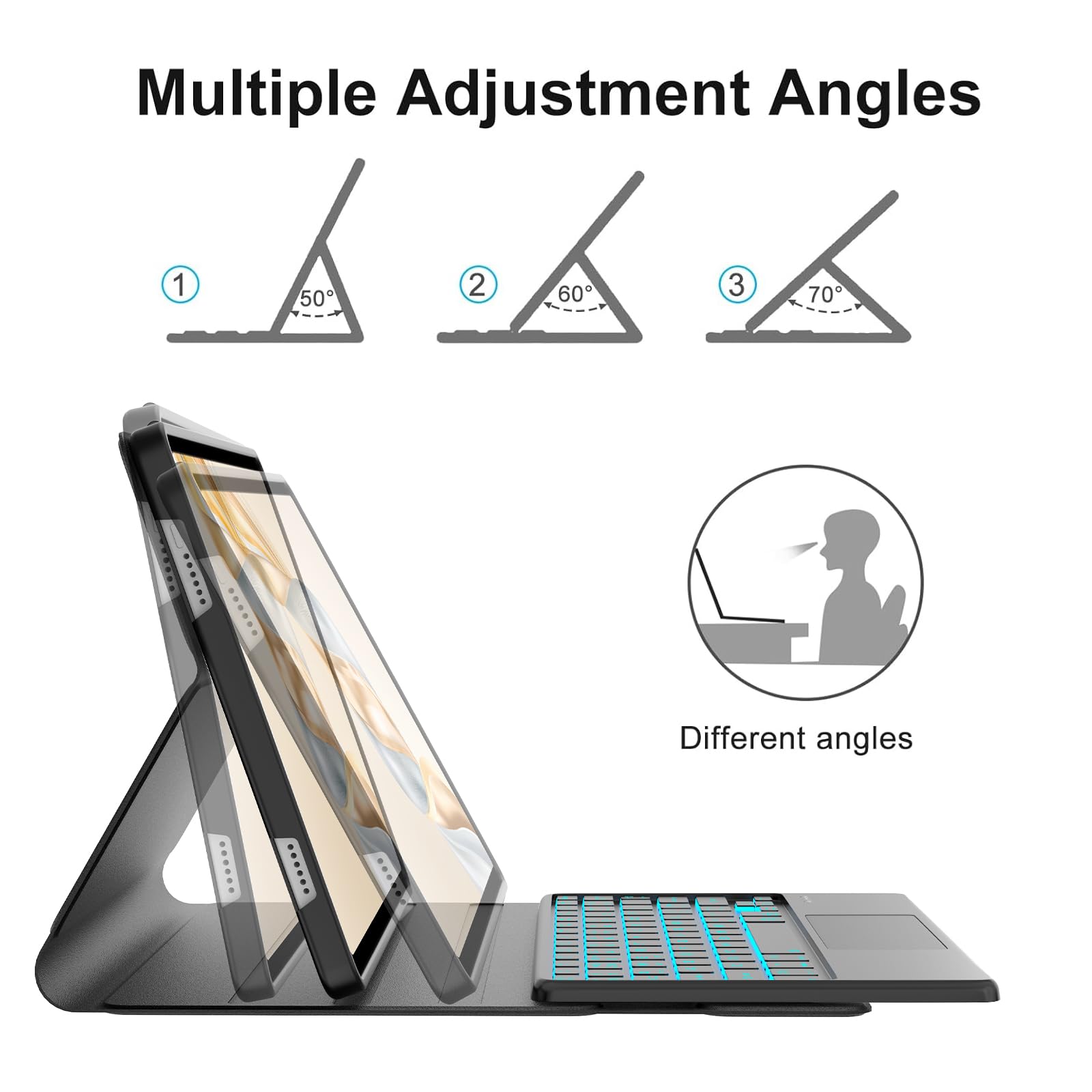 Funda con Teclado para Honor X9a 11.5 Pulgadas 2025 | [Español] Retroiluminado Bluetooth Magnéticamente Teclado con Funda Delgada y Touchpad para Tablet Honor X9a 2025 11.5, Negro
