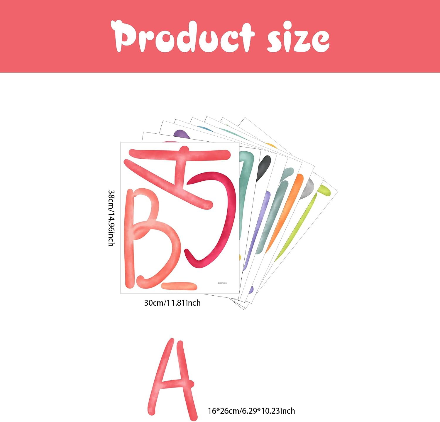 Uppercase Alphabet Letter Kids Wall Stickers,Rainbow Uppercase Letters Decor,Peel and Stick Educational Learning Wall Decor,for Kids Bedroom Nursery Playroom Classroom Library Reading Corner Decor image 3