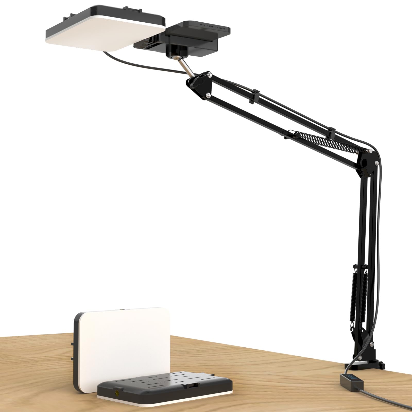 LED Selfie Light with Overhead Phone Mount，USB Powered Video Lighting Kit with Adjustable Arm Stand and 360° Phone Holder, Studio Lighting for Live Streaming, YouTube Videos, Cooking, Drawing