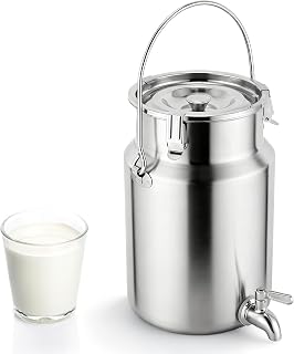 YUCHENGTECH 304 Acero Inoxidable La Leche Puede 5L Cubo De Transporte De Leche con Tapa Sellada y Grif Olla De Lechería Bote De Leche Jarra de Leche de Acero Inoxidable Cubo de Leche