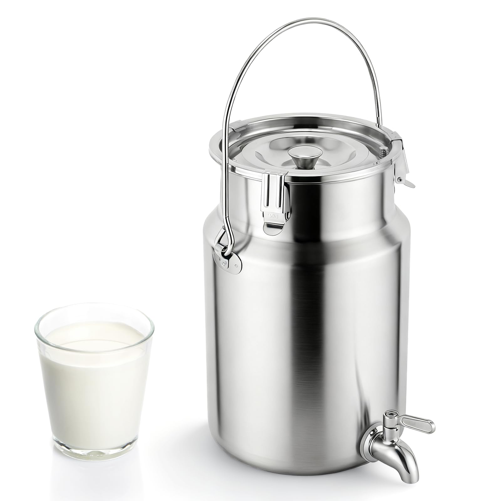 YUCHENGTECH 304 Acero Inoxidable La Leche Puede 5L | Cubo De Transporte De Leche con Asa, Tapa Sellada y Grif