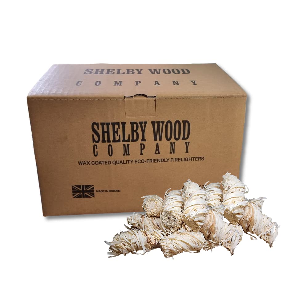200 Natural Wood Firelighters Natural Wax Coated Wood Wool Flame Fire Starters, Odourless Easy to Light, Long Burning, Safe, Clean & Odourless For Indoor/Outdoor Fires Firepits, Barbecues