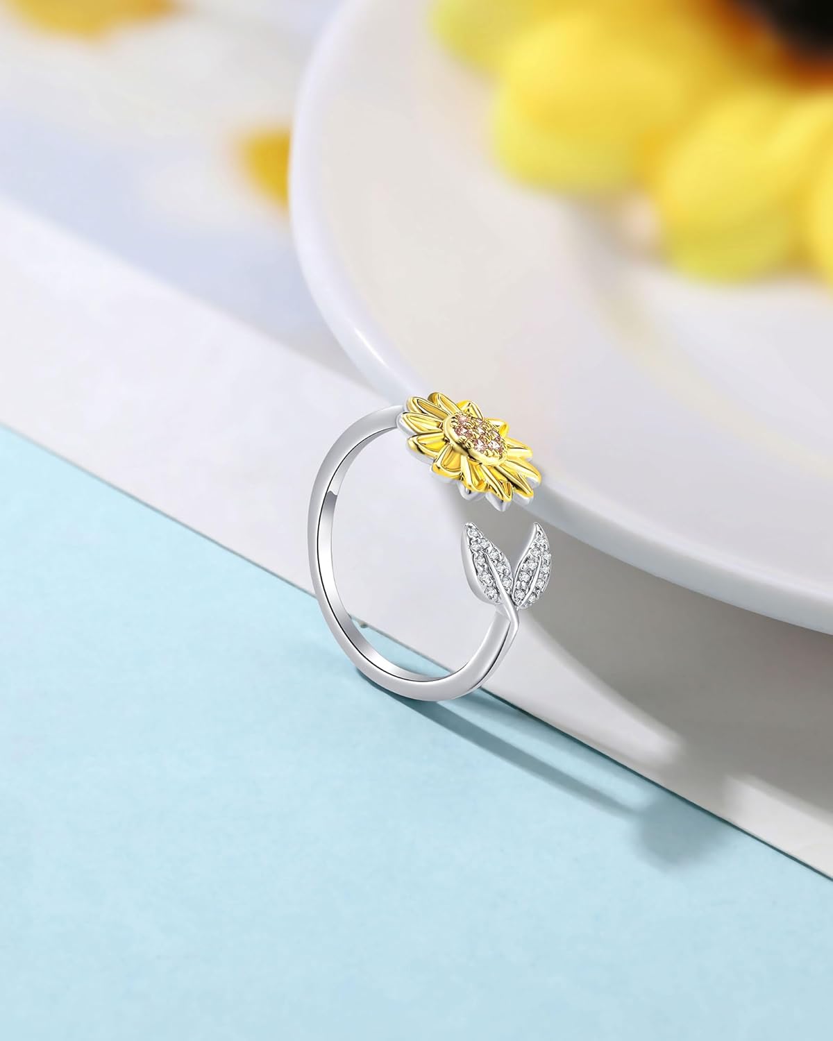 Valentines Gifts for Teen Girls Cute Sunflower Adjustable Ring Trendy Stuff for Teen Girls & Women Birthday Gifts - Image 7