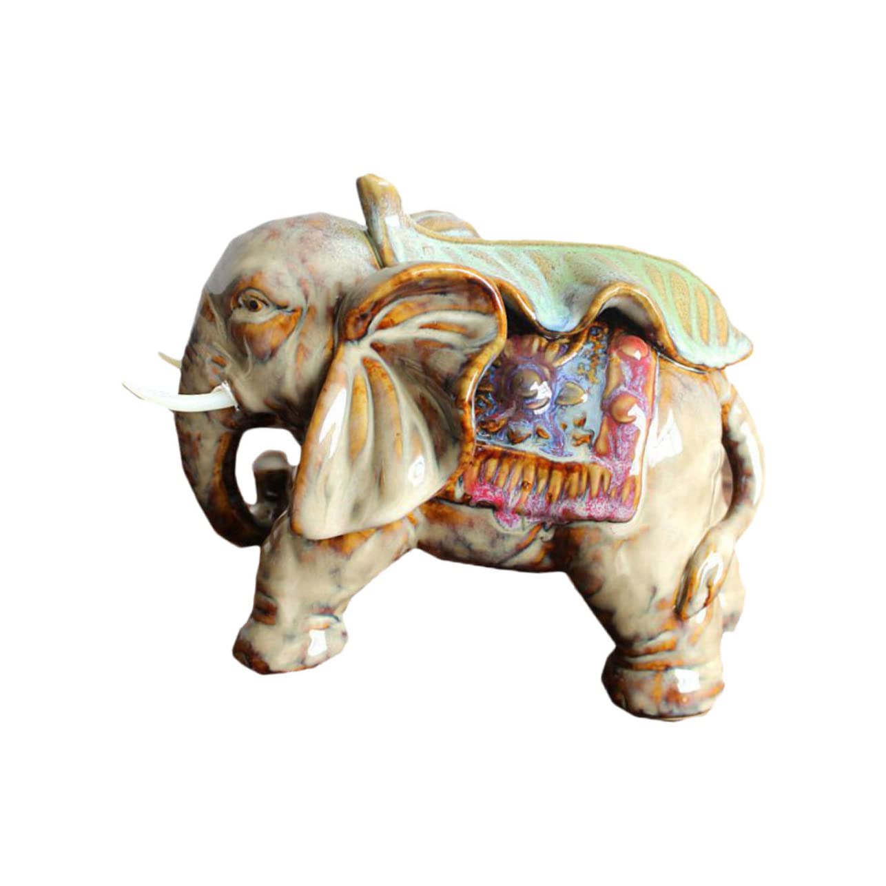 Ciieeo Estatua de Elefante de Cerámica Decorativa, Adorno Creativo