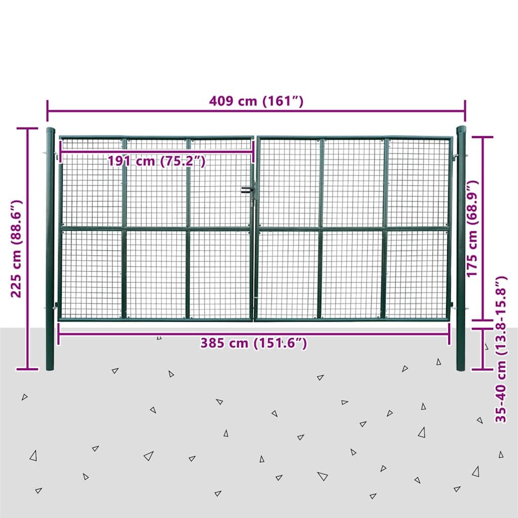 vidaXL Cancello da Giardino in Rete 400x175 cm