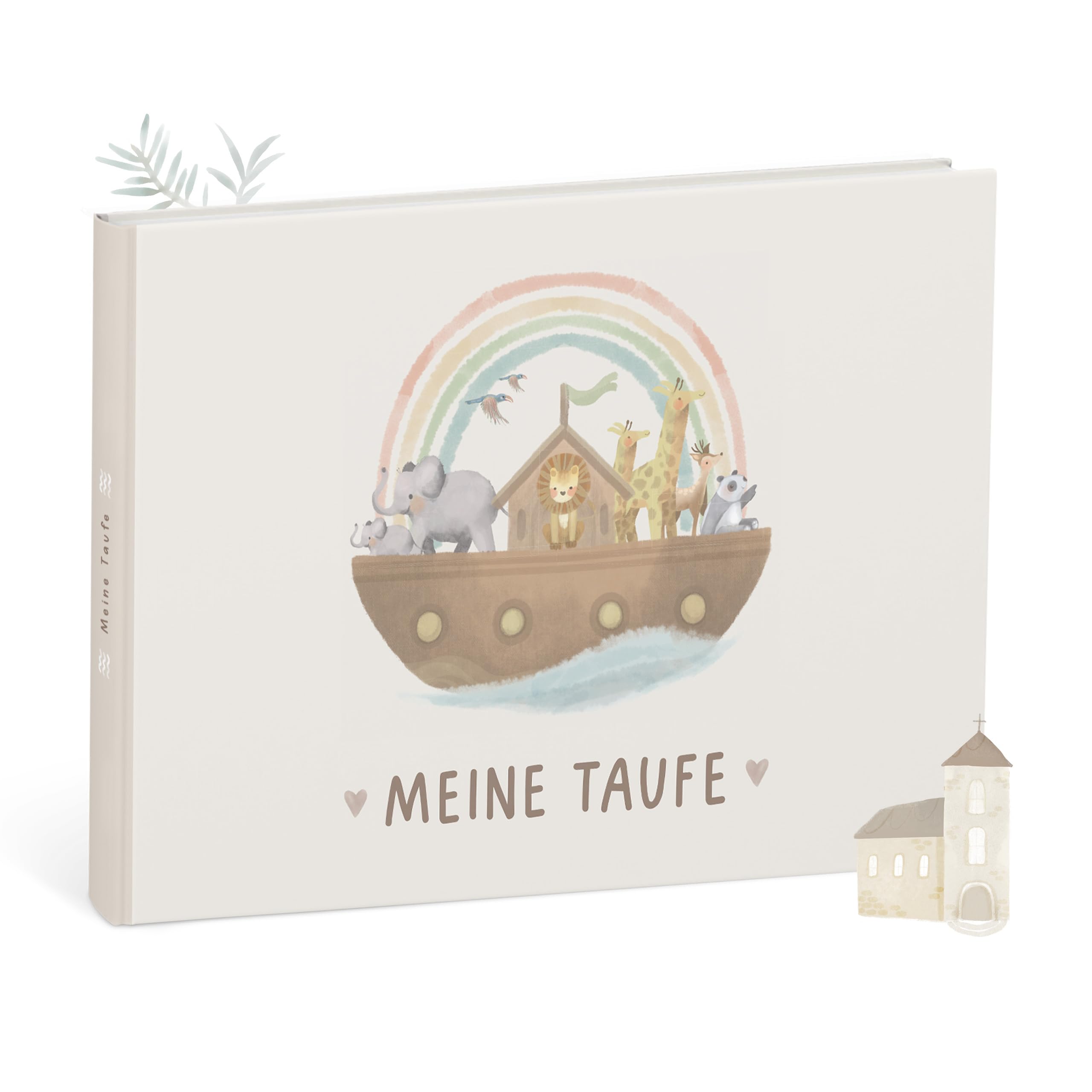 mintkind Erinnerungsalbum Taufbuch Meine Taufe Arche Beige – Geschenk zur Taufe für Jungen – Geschenk von Patentante oder Patenonkel – liebevoll gestaltetes Erinnerungsbuch für einen besonderen Tag