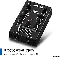 Vista 6 de Gemini - MM1 Mezcladora para DJ estéreo de 2 canales profesional. Compacta, con 2 bandas giratorias. Con fundido cruzado y control individual