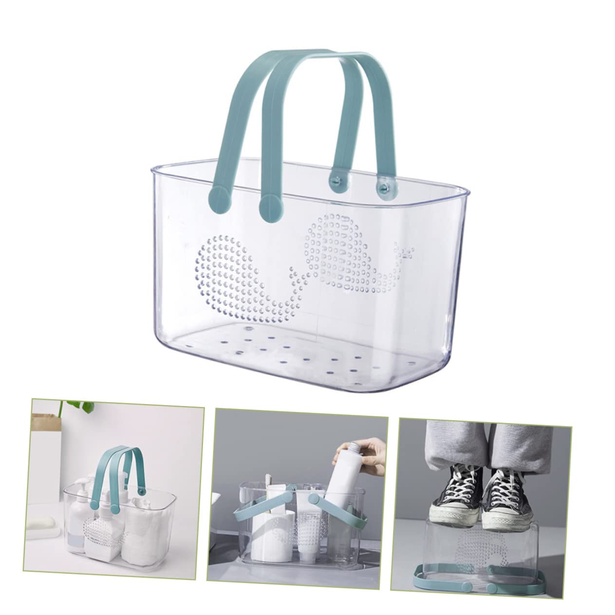 TOPBATHY Cesta de Ducha de Plástico Reutilizable y Portátil para Baño con Gran Capacidad, Organizador Transparente Adecuado para Gel de Ducha y Juguetes Hogar