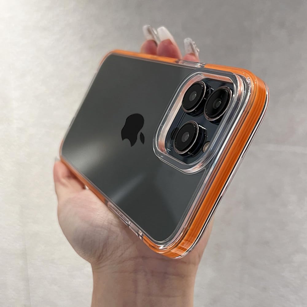 Coque iPhone 14 Pro Max transparente silicone antichoc orange rigide - 7
