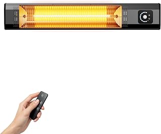 NFCCRA 34" Wall-Mounted 1500W Infrared Patio Heater with Motion Sensor, IPX5 Waterproof, 9 Heat Levels & 9H Timer for Indoor/Outdoor Use