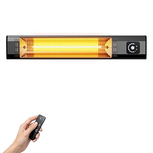 Wall-Mounted Electric Patio Heater, 34" 1500W Infrared Heater With Motion