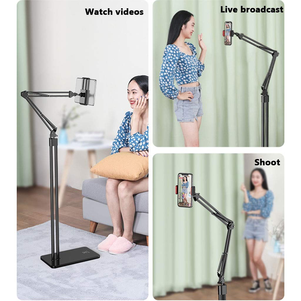 YXCKG Soporte para Tabletas Y Teléfono Móvil, Brazo De Acero Plegable hasta 1,5 M，Abrazadera Ajustable para Tableta De Cama De Montaje Perezoso De 360 ° para Teléfonos/Tabletas De 4 "-12.9"