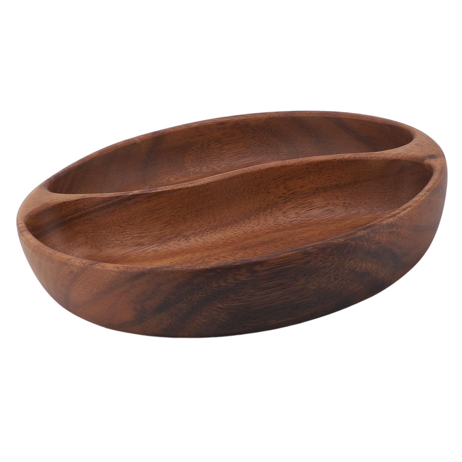Serviertablett aus Holz, handgeschnitzt, Mehrzweckplatte für Obst und (Großes Fach Oval)