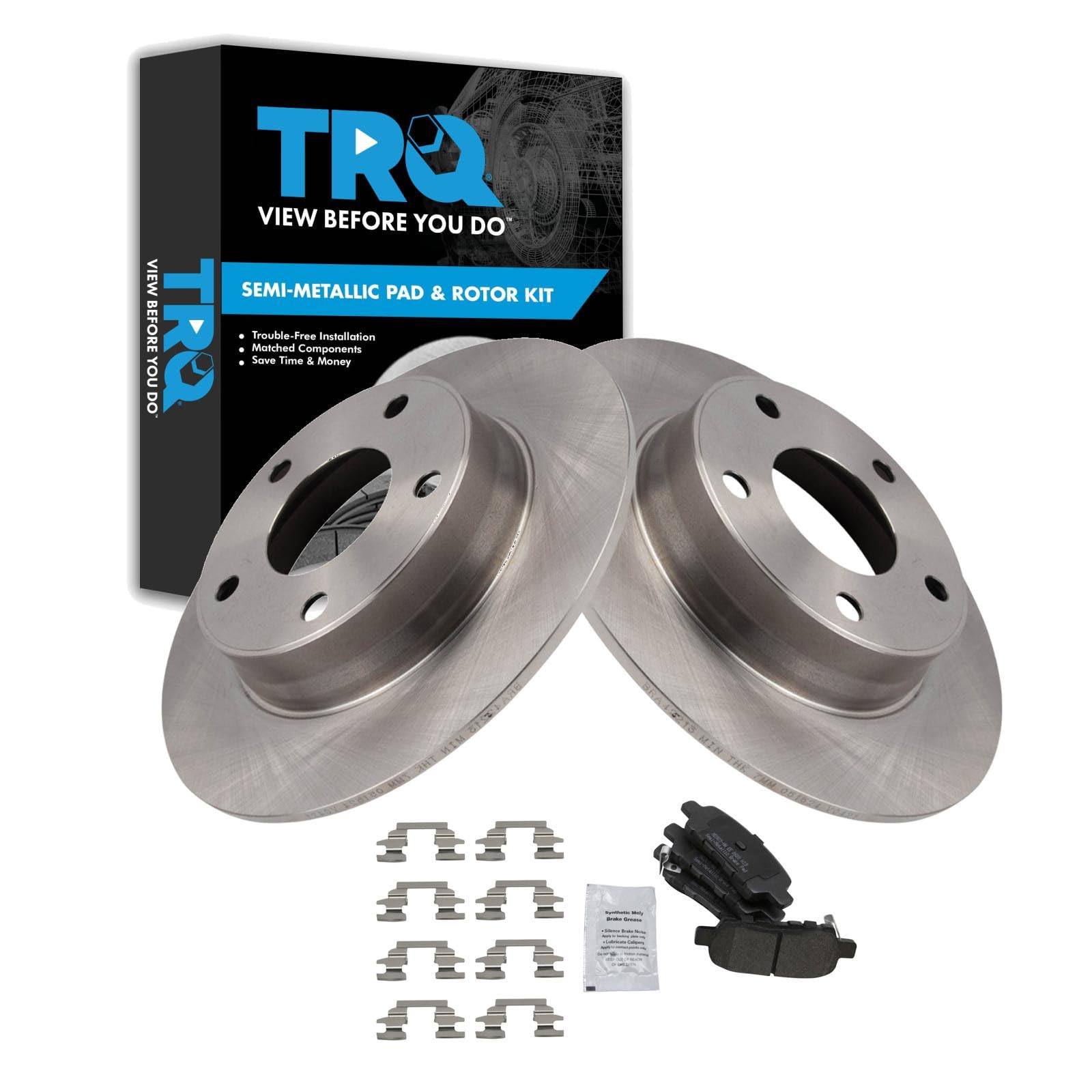 TRQ Rear Brake Pad and Rotor Set Semi Metallic Compatible with 2020 Nissan Sentra