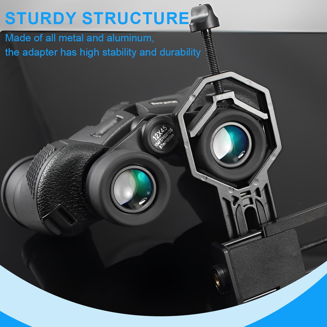 Smartphone Adaptateur Universel Digiscoping Adapter Rotatif 360° pour Jumelles, Monoculaire, Trépied, Microscope et Télescope Astronomique, pour iPhone, Samsung, Moto
