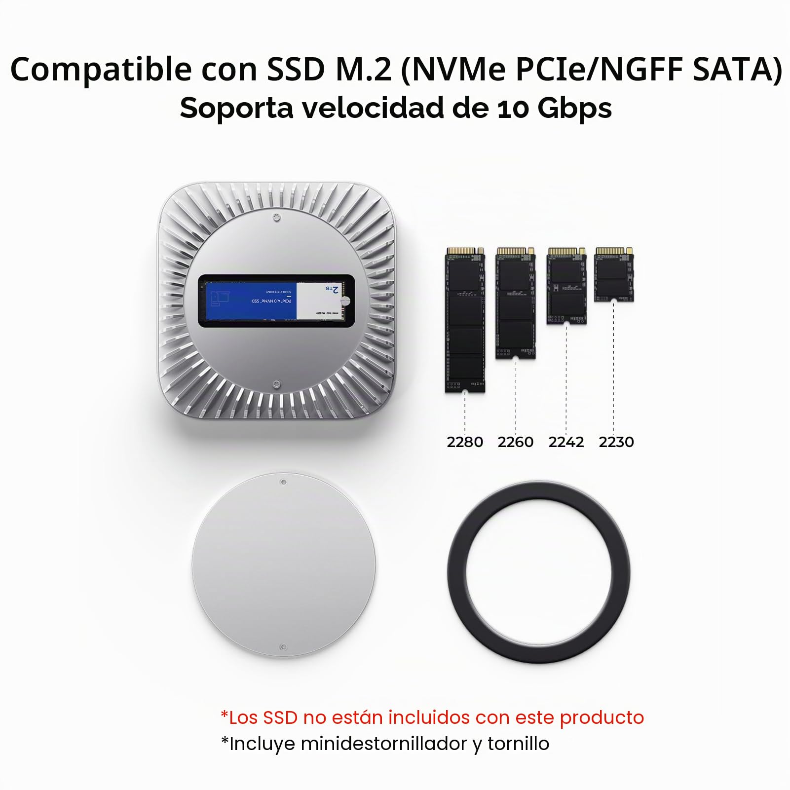 Base Mac Mini M4, Soporte de Aluminio y concentrador HDMI para Mac Mini M4 y M4 Pro 2024 con Carcasa SSD M.2 NVMe/SATA, HDMI 4K60Hz, 10G USB A/C, 5G USB A*2, Carga USB-C, SD/TF, Audio