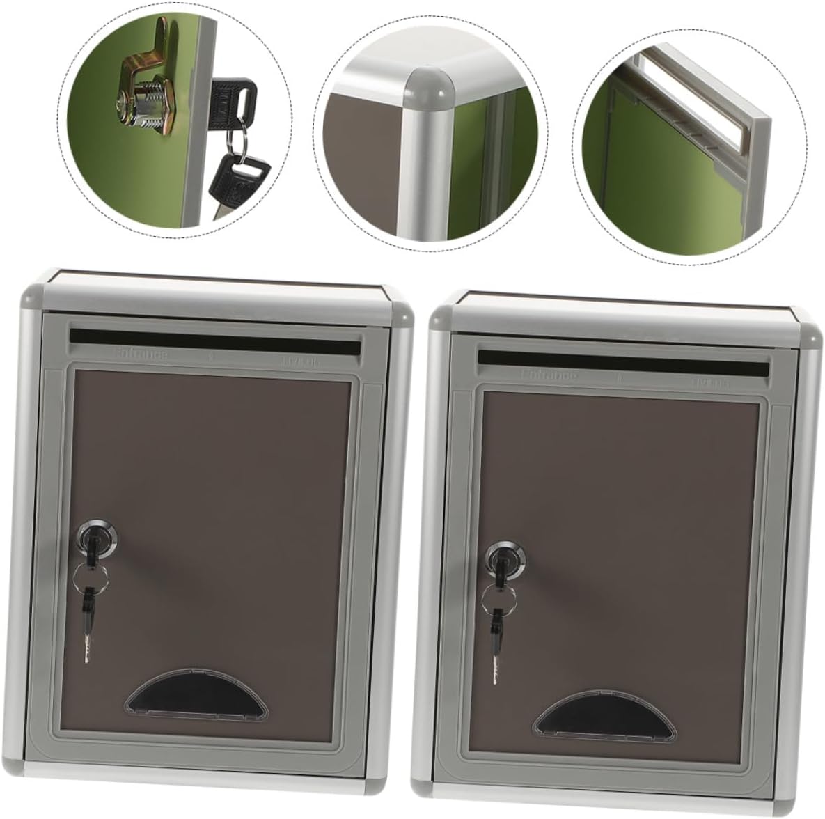 NUOBESTY 2 pcs Wall Mount Mailbox with Lock Metal Mail Box for Home Office Institution Easy Installation Secure Wall Mounted Mailbox for Letters and Suggestions