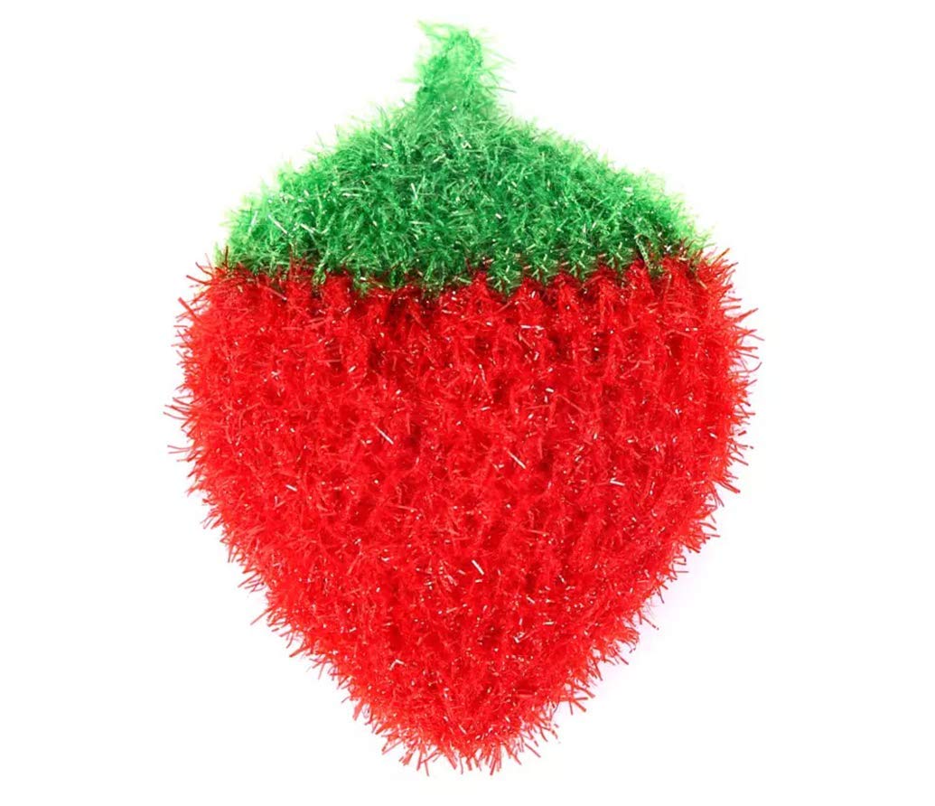 Dish Scrubbers Washcloth Dish Rag Cloths,No More Smelly Dish Rags Multi-Use Non-Scratch Scrubber Dish Sponge- Set of 3 - Two Colors (Red Strawberry)