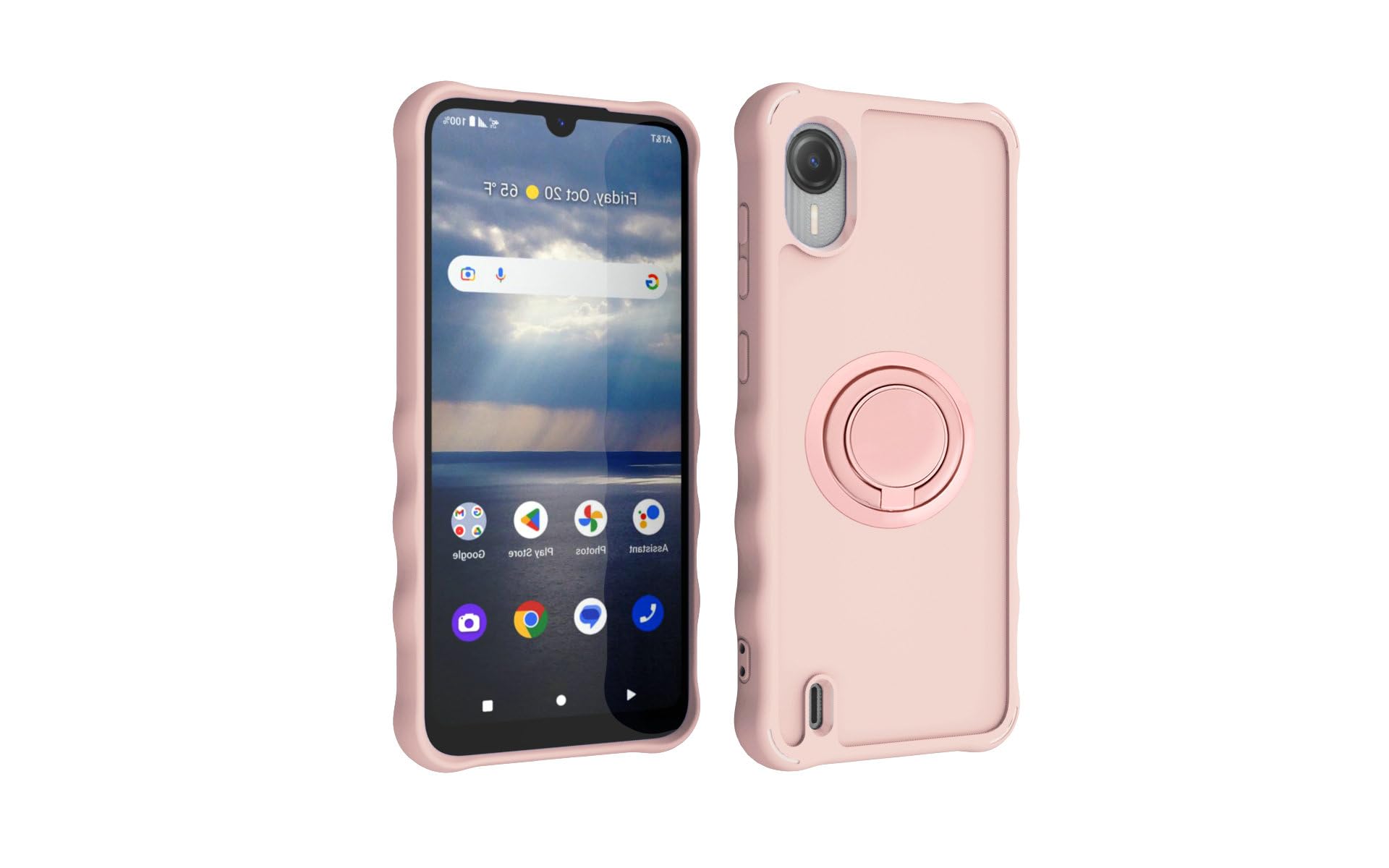 Cover Telefono Hybrid Con Anello + Vetro Temperato Per Cricket Debut S2 E AT&T Calypso 4
