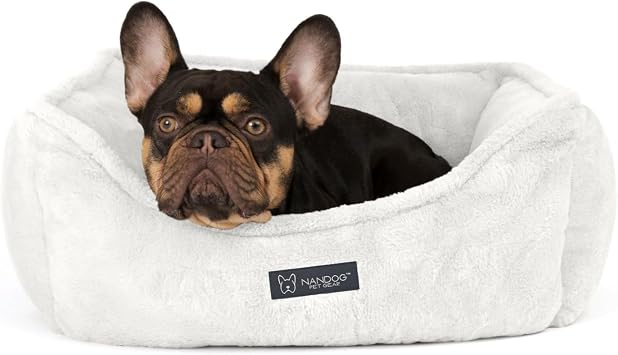 NANDOG Reversible Bed for Small Dogs, Ultra Plush Cloud Collection Dog Beds | Sleeping Cuddler Pet Bed, Washable Double-Stitched Bed, Pearl White, 22" L x 18" W