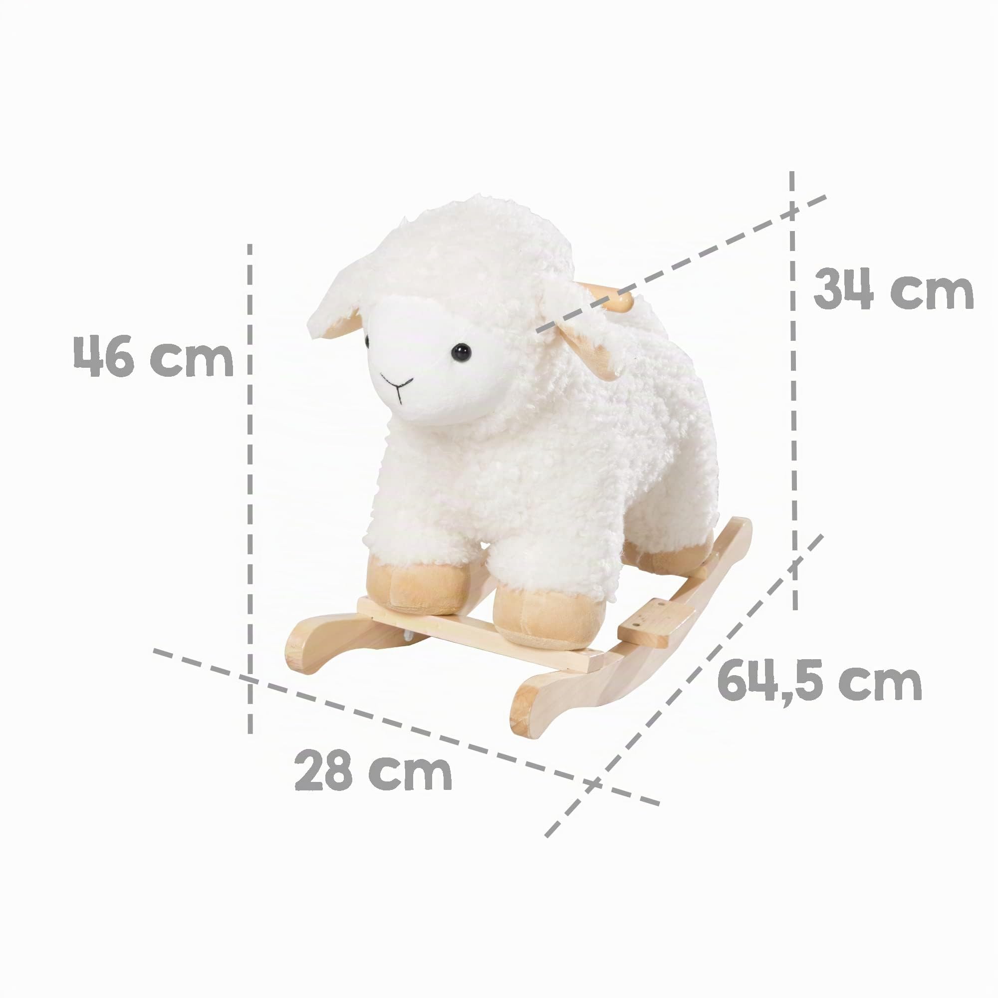 roba Animal Balancín - Oveja Balancín Acolchada y Suave - de 3 Años - Juguete de Peluche - Blanco