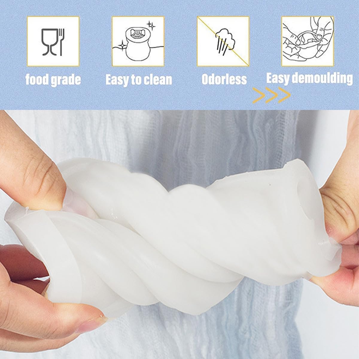 Molde de jabón en forma de magdalena, molde de silicona con forma de helado, molde de vela de cono de helado, molde de vela de cono de helado, molde de jabón de silicona 3D y vela para bricolaje,