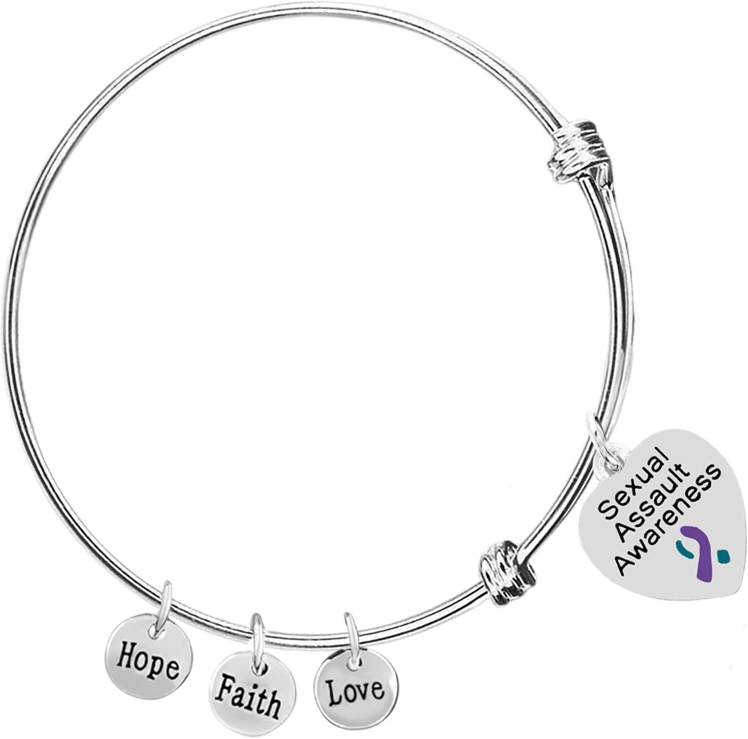 Teal and Purple Ribbon Awareness Bracelet for Sexual Assault Awareness | Support Jewelry for Advocates & Survivors