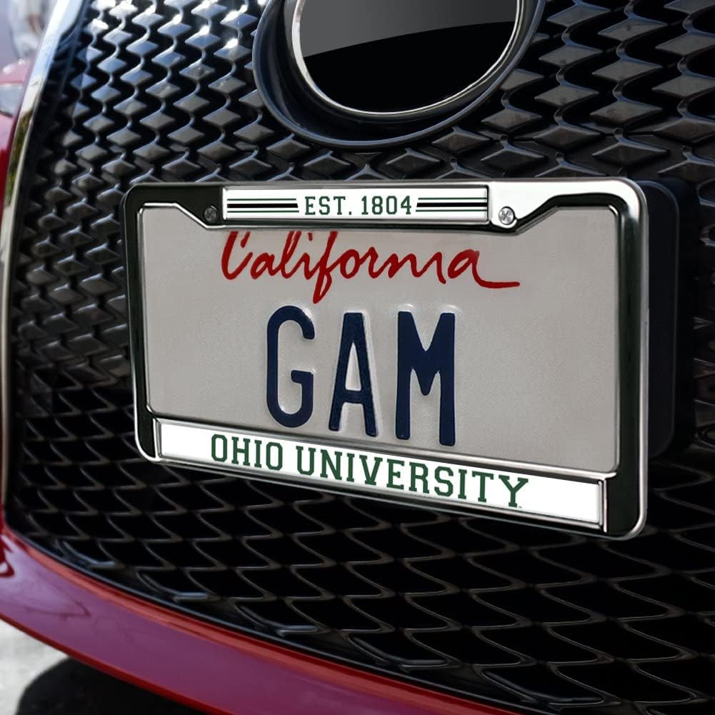 Ohio University School Logo Full Size Standard License Plate Metal Frame