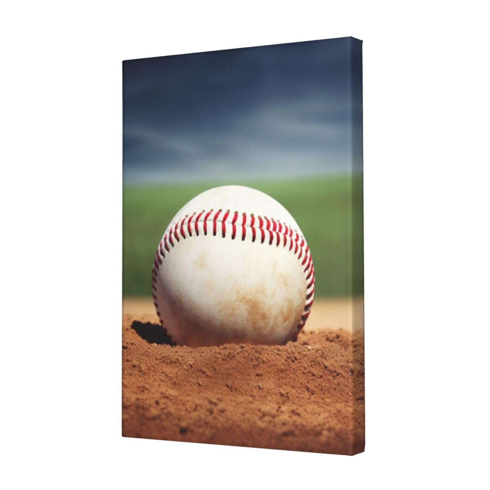 KLOPH Baseball Canvas Wall Art for Living Room 12"x18" Modern Artwork Painting for Bathroom Hanging Canvas Prints Aesthetic Wallart for Bedroom Kitchen Office Wall Decor