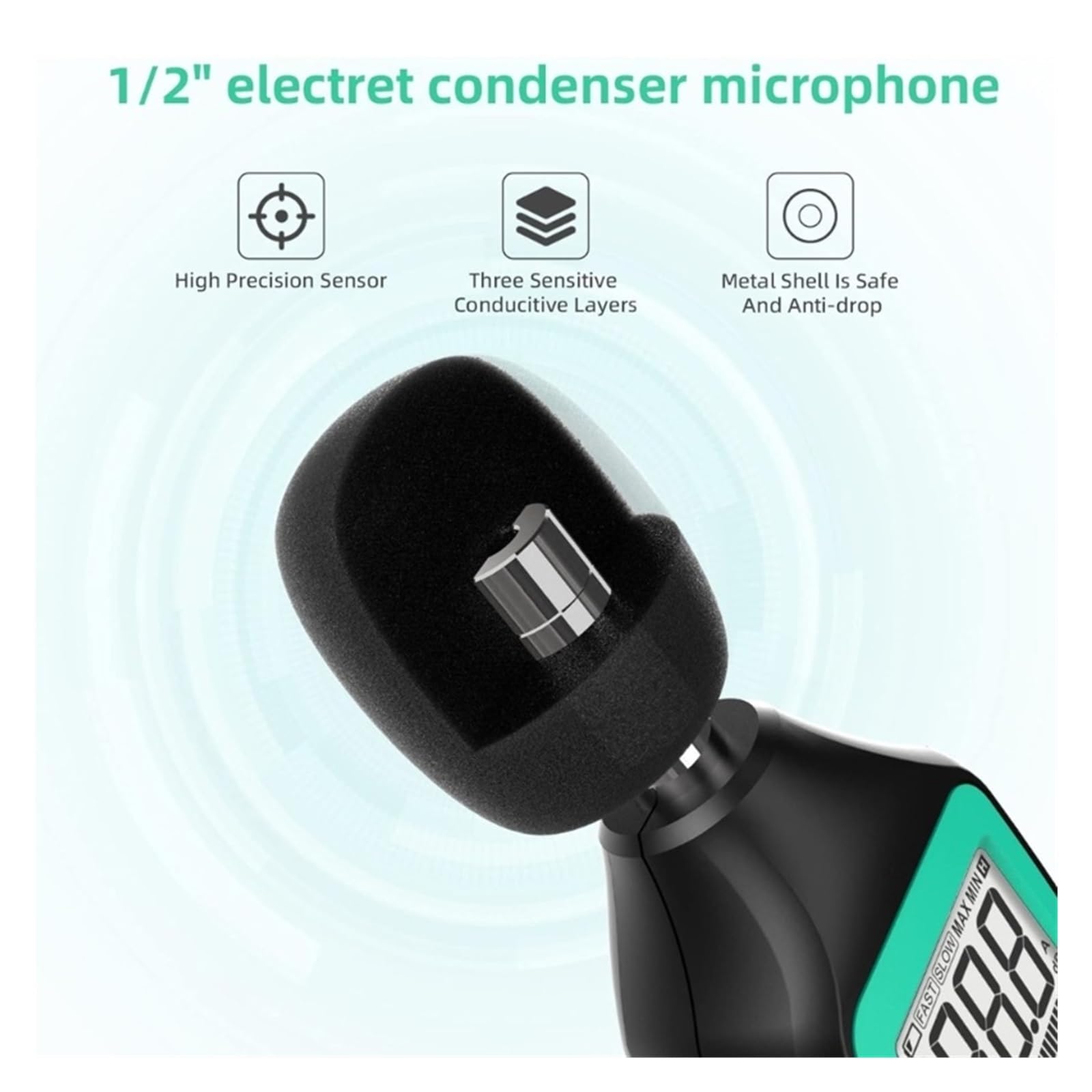 Medidor de decibelios de Sonido Digital, medidor de decibelios de Sonido, medidor de Nivel de Ruido de presión, medición de 30 a 130 dB