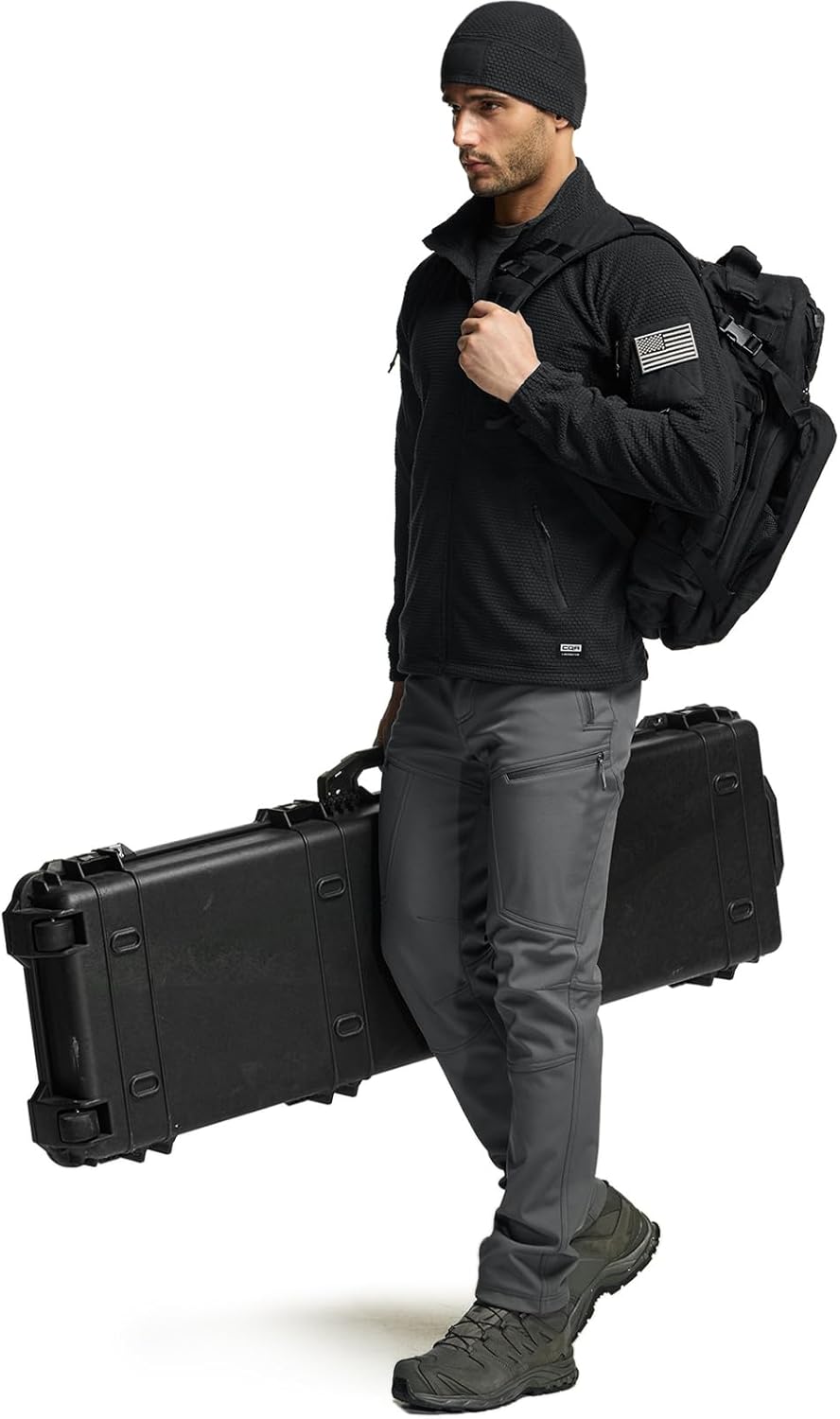 CQR Men's Full-Zip Tactical Jacket, Soft Warm Military Winter Fleece Jackets, Outdoor Coats with Zipper Pockets - Image 3