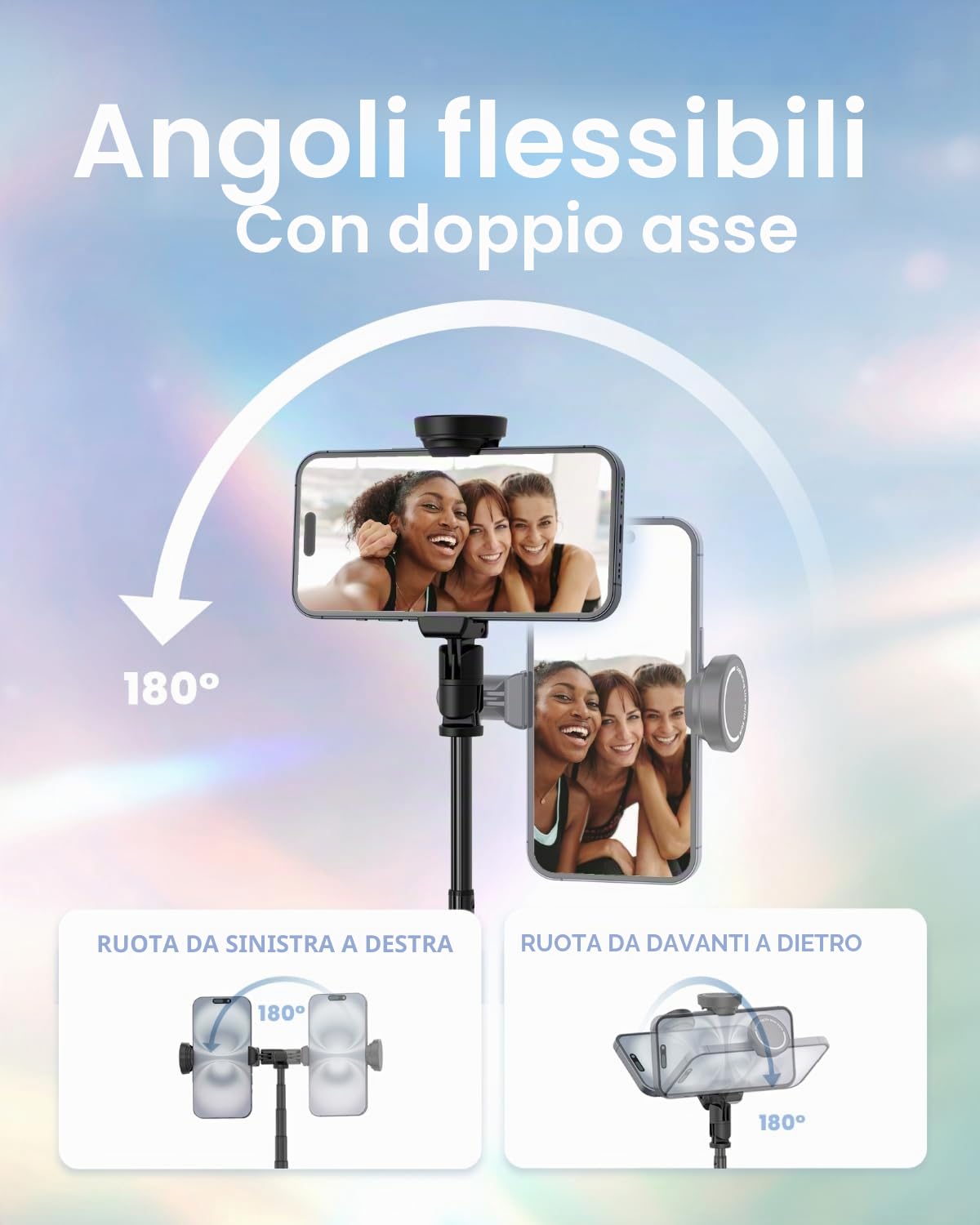 KraftGeek Bastone per selfie con apertura automatica per iPhone, 66" JustTap, treppiede per telefono, nero