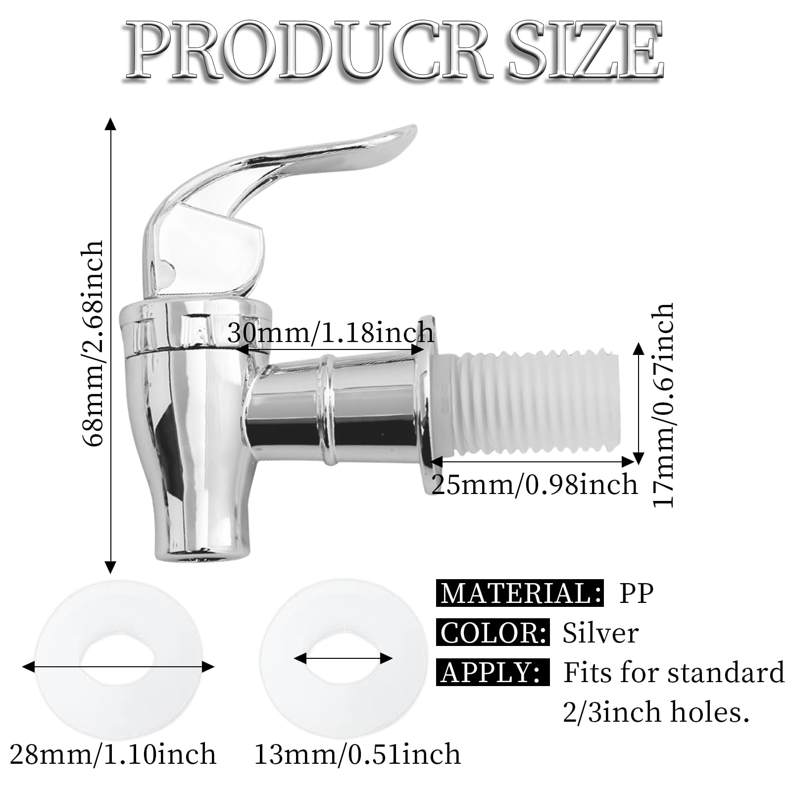 Beccucci Ricambio Per Dispenser Bevande - 4 Pezzi Argento, Stile A Pressione, Plastica Senza BPA - Foto 10