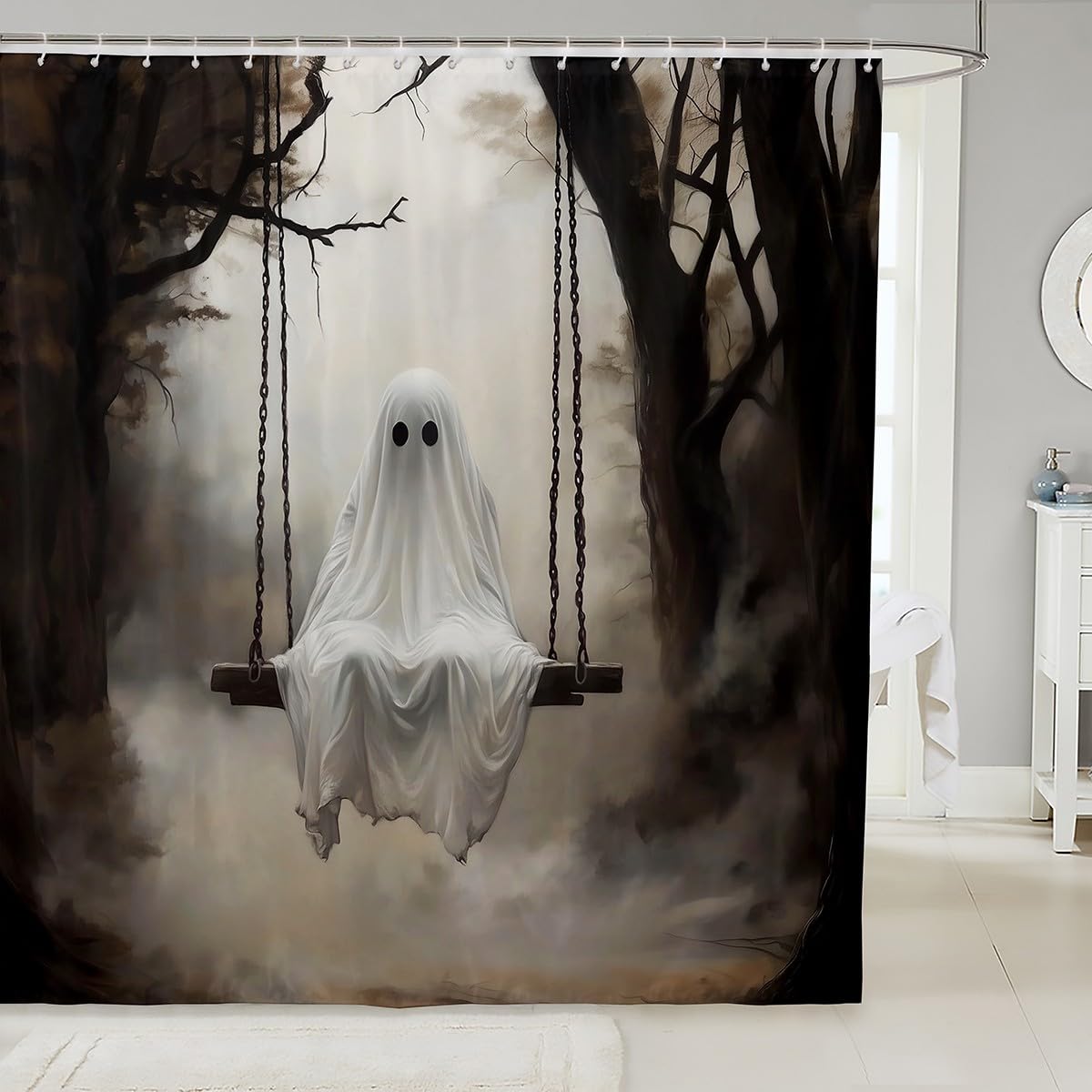 Rideaux de douche d'Halloween imperméables et anti-moisissure pour fille et garçon