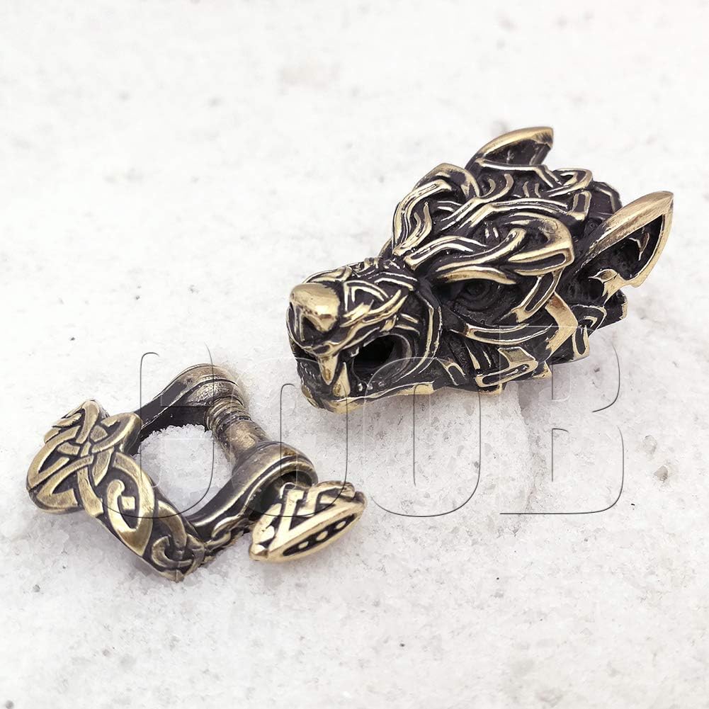 EDC Paracord Buckle Shackle Clasp Lock Bead Celtic Wolf Fenrir Wolverine - Luxury Metal Hand-Casted Buckles Shackles for Custom Paracord Bracelet Bracelets Making