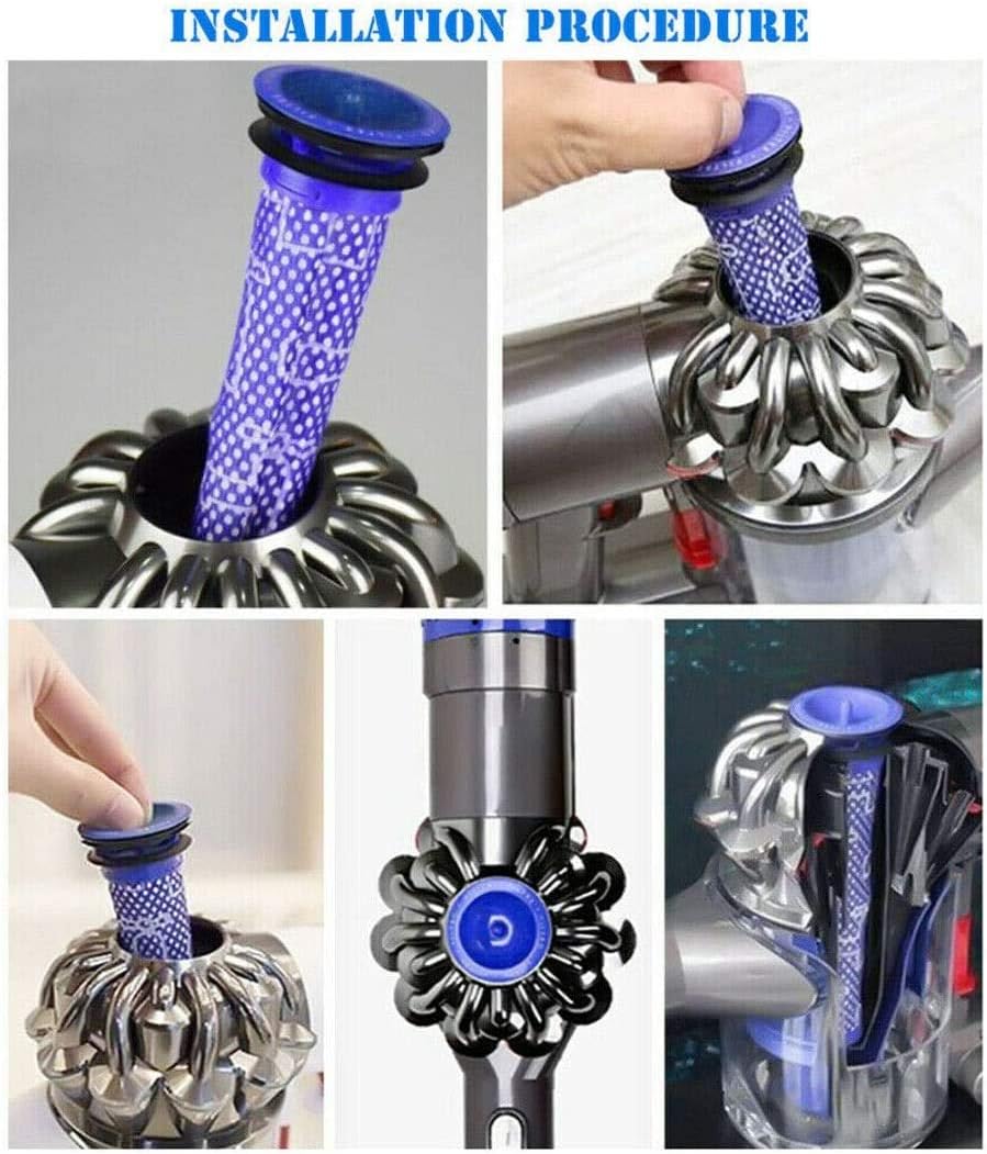 8.86 In/225mm Motorhead Soft Roller Cleaner Head Brush Bar Roller,End Cap & Pre Filters Replacement Compatible with Dyson V6 DC59 DC62 SV03 SV07 Cordless Parts (8.86 In/225mm)