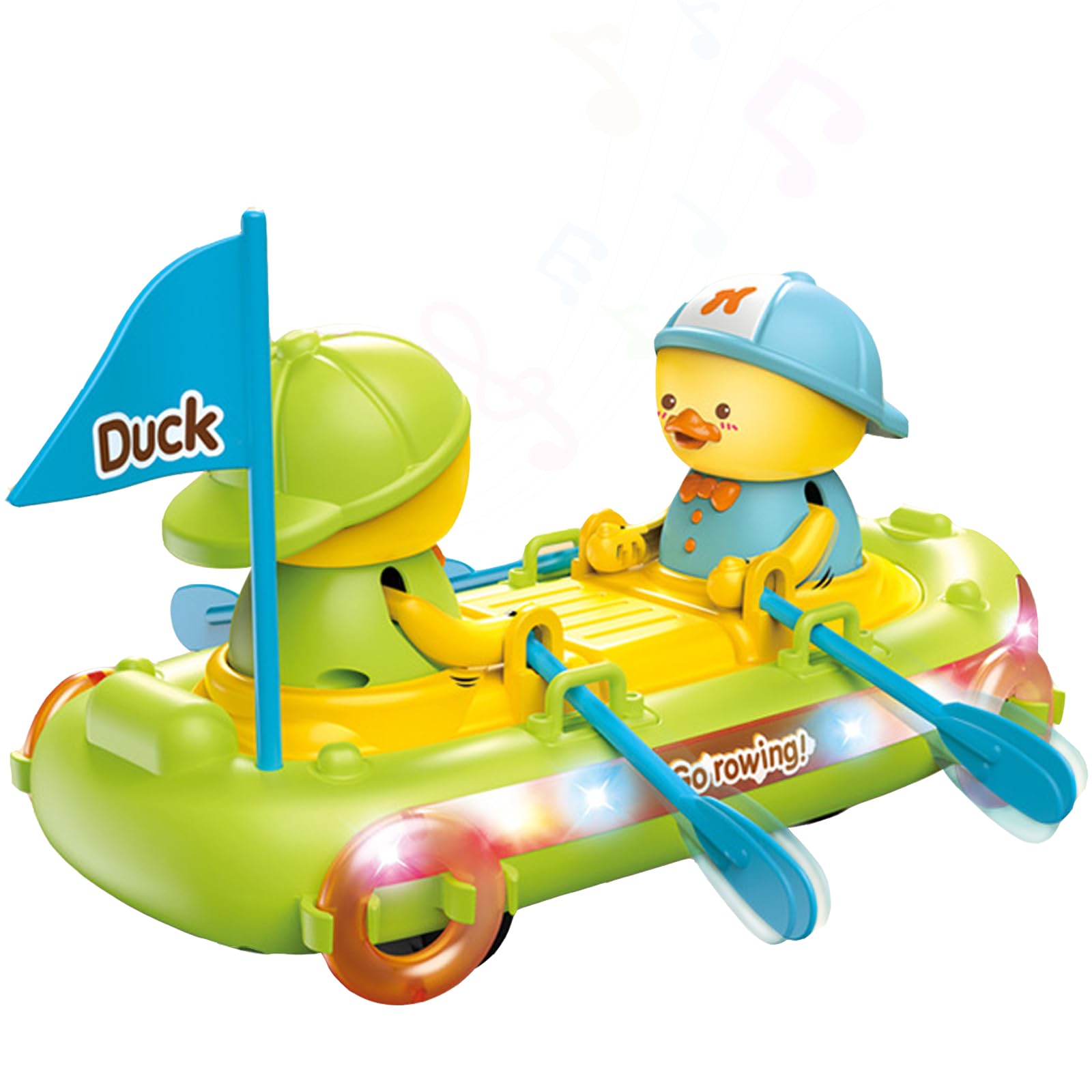 YOUYIKE Kajakfahrende Enten Krabbelspielzeug Baby, 2026 Neu Automatische Lenkung Tummy Time Disco LED Toys mit Musikalische & Lichter Interaktives Sensorik Spielzeug Kleinkinder für Frühes Lernen