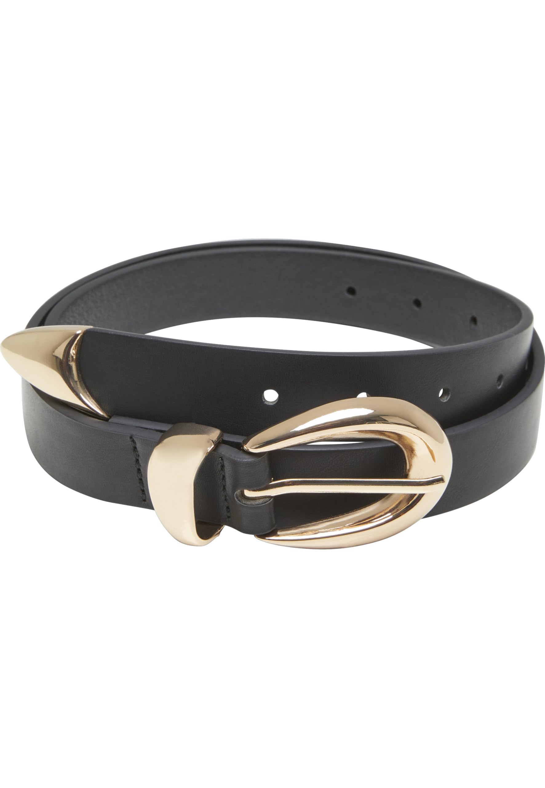 Urban Classics Women's TB7211-Chunky Buckle Loop Synthetic Leather Belt, Black/Gold, L/XL, Black/Gold, L/XL
