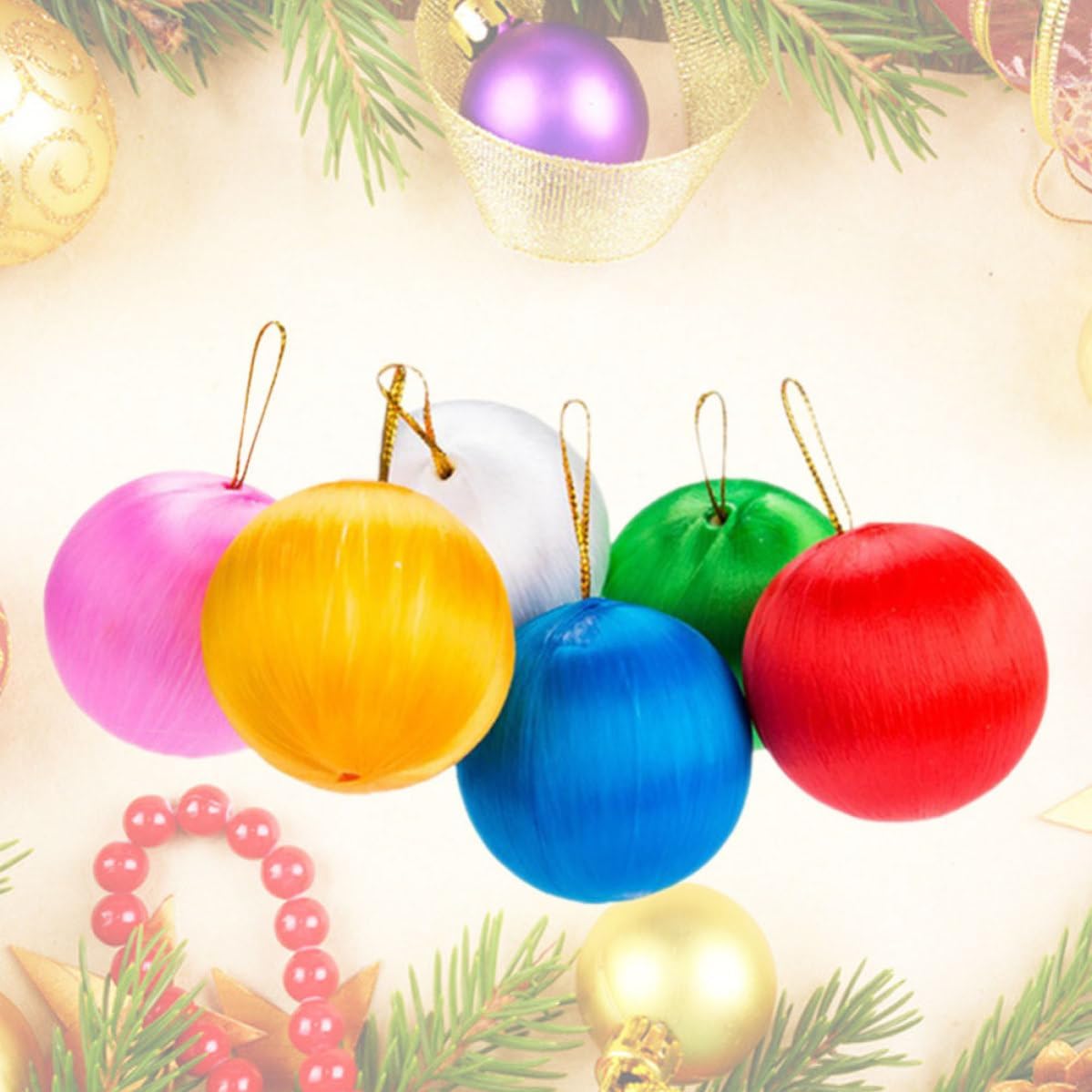 6pcs Christmas Pendant Xmas 6cm Foam Ball Decor for Store Office