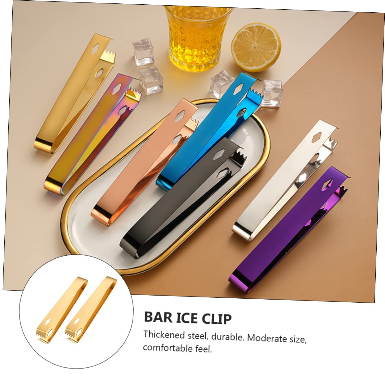 BRIGHTFUFU 2Pcs Stainless Steel Food Ice Clip Tongs Non Skid Sawtooth Edge for Secure Grip Long for Bars Restaurants and Home Use for Ice Sugar Jelly and More