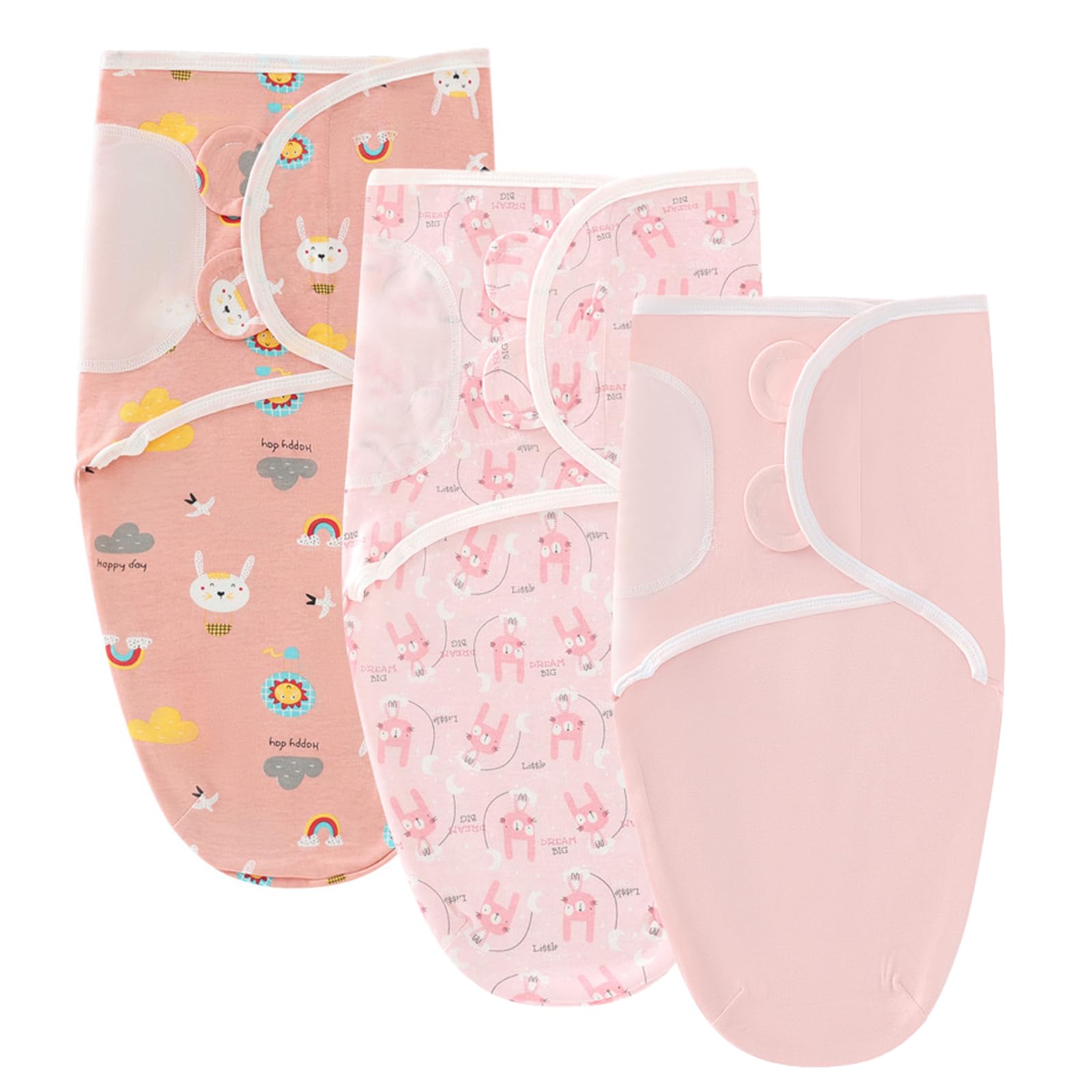 AYBUY 3 Pack Baby Swaddle Suit,Baby Swaddle Sack for 0-3 Months Newborn Breathable Organic Cotton Fabric,Baby Blanket Wrap with Adjustable Velcro Newborn Baby Gifts